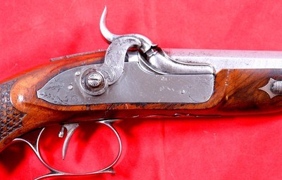 LIEGE (BELGIUM) PERCUSSION OCTAGON DAMASCUS .50 CAL. DUELLING OR DUELING PISTOL CIRCA 1830’S-50’S. - Image 3 of 7