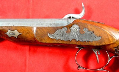 LIEGE (BELGIUM) PERCUSSION OCTAGON DAMASCUS .50 CAL. DUELLING OR DUELING PISTOL CIRCA 1830’S-50’S. - Image 4 of 7