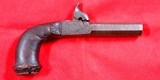 FRENCH PERCUSSION .45 CAL. DAMASCUS BOX LOCK RETRACTING TRIGGER POCKET PISTOL CIRCA 1840’S. - Image 1 of 4
