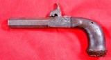 FRENCH PERCUSSION .45 CAL. DAMASCUS BOX LOCK RETRACTING TRIGGER POCKET PISTOL CIRCA 1840’S. - Image 2 of 4
