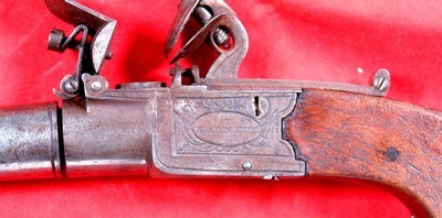 BRITISH GEORGE III FLINTLOCK TURN-BARREL BOXLOCK POCKET PISTOL BU T. BARNETT OF LONDON CIRCA 1790-1810. - Image 7 of 7