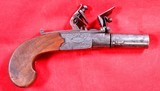 BRITISH GEORGE III FLINTLOCK TURN-BARREL BOXLOCK POCKET PISTOL BU T. BARNETT OF LONDON CIRCA 1790-1810. - Image 1 of 7