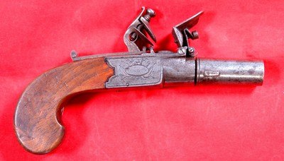 BRITISH GEORGE III FLINTLOCK TURN-BARREL BOXLOCK POCKET PISTOL BU T. BARNETT OF LONDON CIRCA 1790-1810. - Image 1 of 7