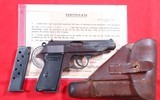 WW2 WWII NAZI WALTHER PP PISTOL W/ORIG. HOLSTER, EXTRA MAGAZINE AND 67TH ARMORED REGT., 2ND ARMORED DIV. ORIGINAL CAPTURE CERTIFICATE - 1 of 15