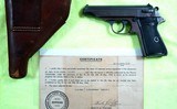 WW2 WWII NAZI WALTHER PP PISTOL W/ORIG. HOLSTER, EXTRA MAGAZINE AND 67TH ARMORED REGT., 2ND ARMORED DIV. ORIGINAL CAPTURE CERTIFICATE - 12 of 15