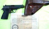 WW2 WWII NAZI WALTHER PP PISTOL W/ORIG. HOLSTER, EXTRA MAGAZINE AND 67TH ARMORED REGT., 2ND ARMORED DIV. ORIGINAL CAPTURE CERTIFICATE - 10 of 15