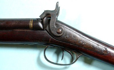 33078- CIVIL WAR ERA C. J. SINTON & CO., RICHMOND, VIRGINIA 16 GA. PERCUSSION SIDE X SIDE HAMMER DAMASCUS SHOTGUN CA. 1860’S. - Image 4 of 10