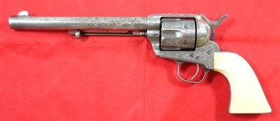 EARLY CASED ENGRAVED COLT 1873 SINGLE ACTION ARMY SAA.45 CALIBER REVOLVER MFG. 1877. - Image 3 of 13