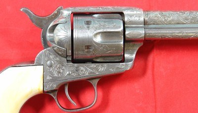 EARLY CASED ENGRAVED COLT 1873 SINGLE ACTION ARMY SAA.45 CALIBER REVOLVER MFG. 1877. - Image 5 of 13