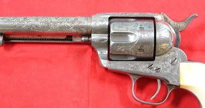 EARLY CASED ENGRAVED COLT 1873 SINGLE ACTION ARMY SAA.45 CALIBER REVOLVER MFG. 1877. - Image 4 of 13