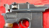 EXCEPTIONAL ALL ORIGINAL MATCHING IMPERIAL GERMAN WW1 MAUSER BROOMHANDLE C-96 C96 RED-9 9MM SEMI-AUTO PISTOL W/ MATCHING WOOD HOLSTER/STOCK AND LEATHE - Image 3 of 17