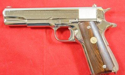 COLT U.S. MODEL 1911A1 1911 WW2 WWII PACIFIC THEATER OF OPERATIONS COMMEMORATIVE 25TH ANNIVERSARY NICKEL .45 ACP CAL. PISTOL. - Image 2 of 3