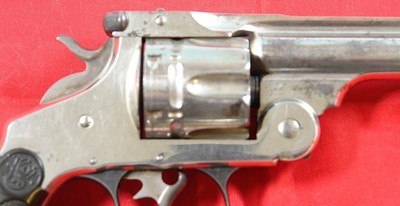 SMITH & WESSON S&WD.A. FRONTIER FIRST MODEL .44-40 CAL. NICKEL 6” REVOLVER MFG 1882-3 - Image 4 of 7