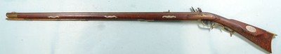 KEITH CASTEEL RAISED CARVED & SILVER INLAID FLINTLOCK LONGRIFLE DATED MAY 1971. - Image 2 of 14