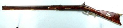 FINE OHIO SILVER MOUNTED PERCUSSION HALF-STOCK RIFLE SIGNED C. W. HOWELL / MARTINS FERRY, O. CIRCA 1850’S. - Image 2 of 10