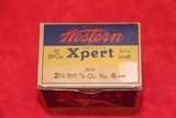 Western Xpert, 20ga., 1pc., FULL, blue, yellow & red box with dog on point, Loading: 2 1/4'', Shot Size 6 - 5 of 7