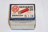 US Cart. Co., DEFIANCE, 20 Gauge, 2pc., Full & Sealed, 7 1/2C,
colorful red, blue & white label, box is Exc - 2 of 2