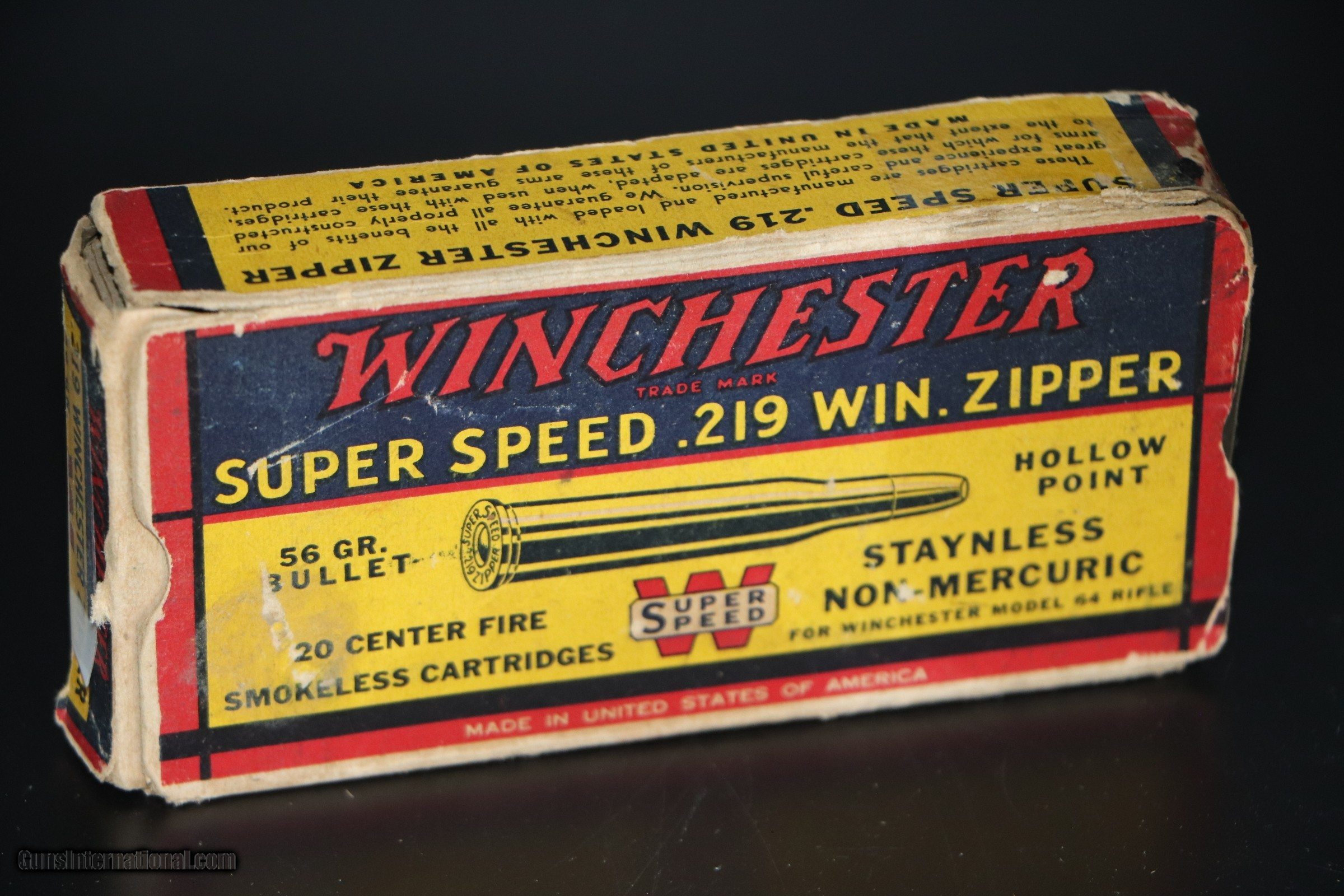 Winchester Super Speed .219 Zipper 56 Gr HP - 20 Rds