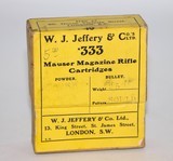 W.J. Jeffery & Co. .333 Mauser 250 Grain Solid - 10 Rounds