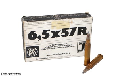 RWS 6.5 x 57R 92 Grain Nickel Plated - 20 Rounds