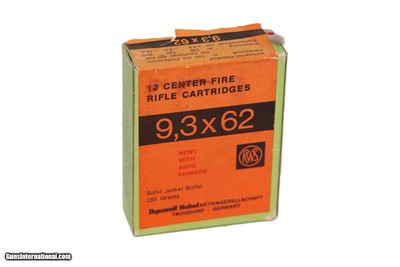 RWS 9.3x62 285 Grain Solid Jacket Bullet - 10 Rounds