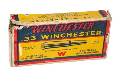 Winchester .33 WCF 200 Gr. SP
13 Rounds (10 Correct) + 2 Brass
