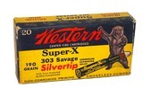 Western Super-X .303 Savage 190 Gr Silvertip Exp - 20 Primed Brass Cartridge Cases