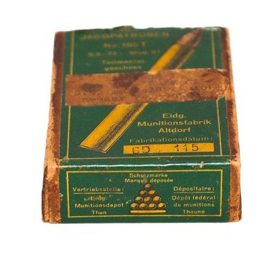 Eidgenoessische Munitionsfabrik Altdorf Rifle Cartridges 9.3x72 - Partial Box of 7 Rounds - Image 3 of 4