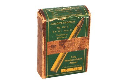 Eidgenoessische Munitionsfabrik Altdorf Rifle Cartridges 9.3x72 - Partial Box of 7 Rounds - Image 2 of 4
