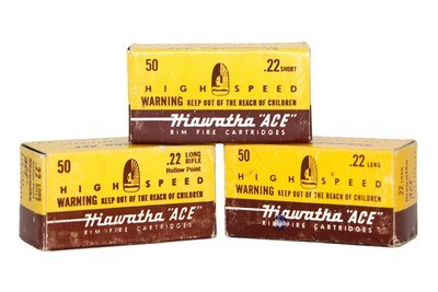 Hiawatha Ace by Gambles - Lot of .22 Short, Long and Long Rifle - 150 Rds - Image 1 of 4