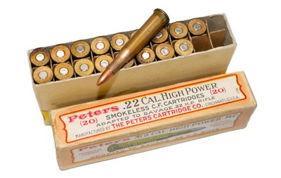 Peters .22 Savage High Power 70 Gr. Metal Cased 2-Pc Box - Partial 18 Rds - Image 2 of 5