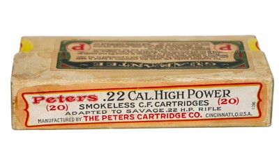 Peters .22 Savage High Power 70 Gr. Metal Cased 2-Pc Box - Partial 18 Rds - Image 3 of 5