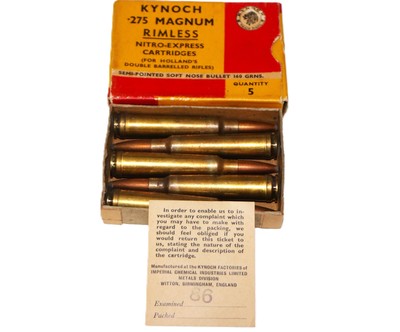 Kynoch .275 Magnum Nitro Express "Rimless" Semi-Ptd Soft Nose 160 Gr. - 5 Rds - Image 2 of 2
