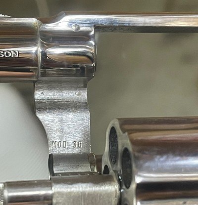 Smith and Wesson 36 (snub, nickel) - Image 5 of 6