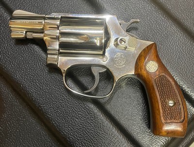 Smith and Wesson 36 (snub, nickel) - Image 1 of 6
