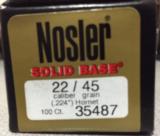 Nosler 22 Hornet Bullets 45 gr Solid Base - 1 of 3
