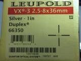 Leupold VX-3 2.5-8x36mm Silver 1in Duplex #66350 - 1 of 3