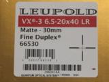 Leupold VX-3 6.5-20x40mm LR 30mm Tube Matte Fine Duplex #66530
- 1 of 3