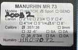 Manurhin MR 73 Sport .357 Mag. 6” Barrel. Just arrived from Beretta. Factory new. Gun is very reflective and difficult to photograph.  - 3 of 3