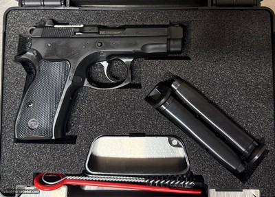 CZ 75 Compact – 9mm (low capacity), SKU: 01190, 9mm Luger, Magazine Capacity: 10, Magazine Type: Double Stack, Frame: Steel, Grips: Plastic, Tri