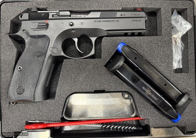 CZ 75 SP-01 – 9mm (low capacity), SKU: 01152, 9mm Luger, Magazine Capacity: 10, Magazine Type: Double Stack, Frame: Steel, Grips: Rubber, Trigge