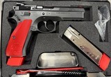 CZ 75 SP-01 Competition Red, SKU: 91206, 9mm Luger, Magazine Capacity: 21, Magazine Type: Double Stack, Frame: Steel, Grips: Aluminum, Trigger M - 1 of 2