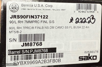 Sako 90 Finnlight 7mm PRC 22.4” Threaded Barrel w/ Muzzle Break. New in box. - Image 10 of 10