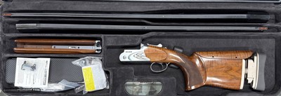 SKB 95ASR 12ga 32” O/U & 34” Single Barrel Adjustable Rib and Stock Left Hand. Length of Pull 13”-15.25”, Drop at Heel 1.75”, Drop at Comb 1.75”