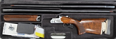 SKB 95ASR 12ga 32” O/U & 34” Single Barrel Adjustable Rib and Stock Right Hand. Length of Pull 13”-15.25”, Drop at Heel 1.75”, Drop at Comb 1.75