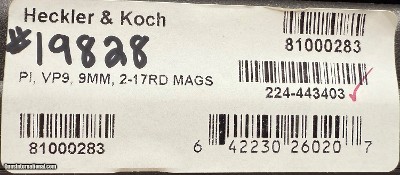 Heckler & Koch VP9 9mm 4.09” Barrel. 2x 17-round magazines. HK 3-Dot Sights. #19828 81000283 - Image 2 of 2
