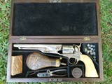 New York Engraved Model 1860 Army W/Rare Checkered Ivories and Rosewood Deluxe Case - 1 of 15