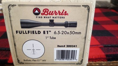 Burris Fullfield E1 6.5-20X50mm scope one inch tube Part # 200341 New in Box Ballistic plex E1 MV