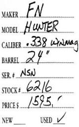 FN	Hunter	.338 Win Mag
- 5 of 5