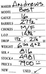 Andrews	Best	16 gauge
- 5 of 5